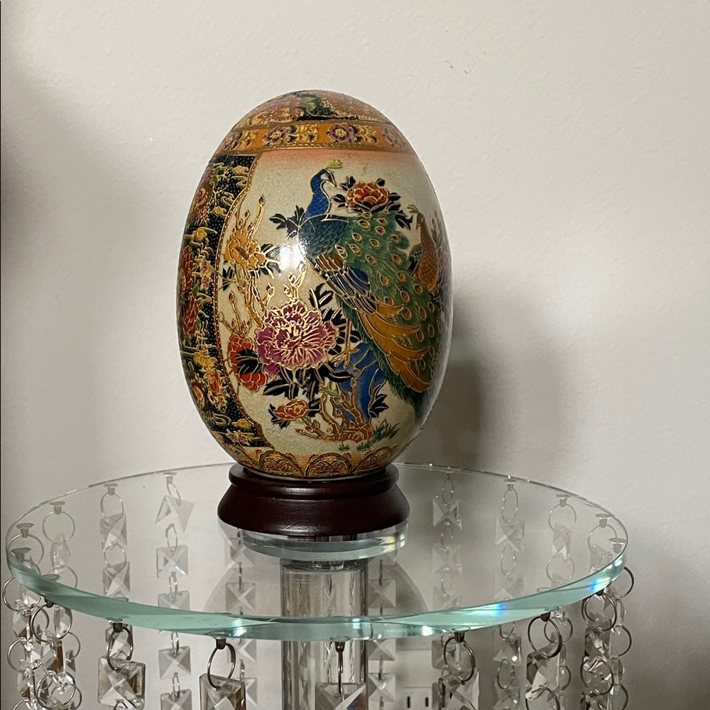 Decorative Egg with Peacock Design